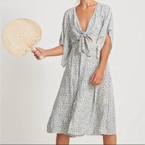 Faithfull The Brand Blue Dahlia Floral Print Massimo Midi Dress Small 4